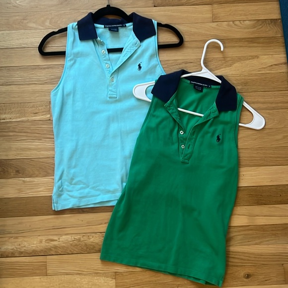 Bundle 2 y2k Ralph Lauren polo tank. Waffle polo shirt - Picture 1 of 4